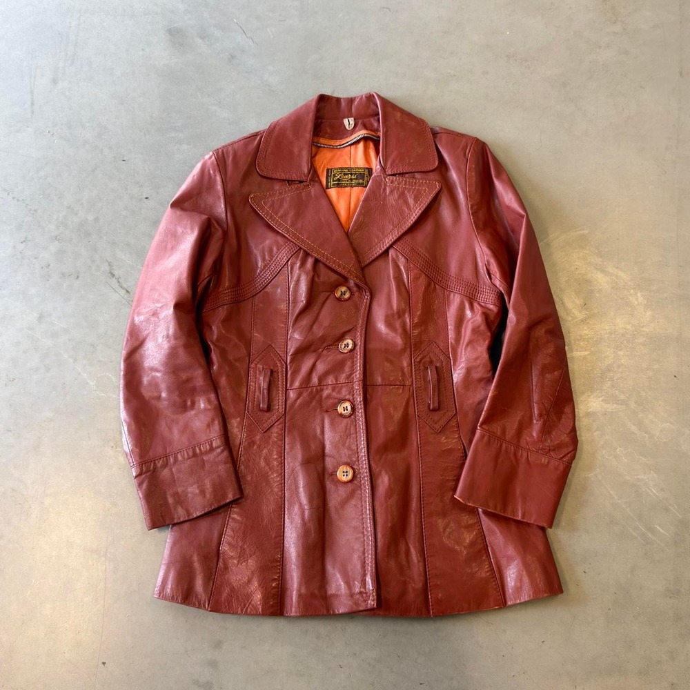 Vintage 70s Learsi women's brown genuine leather blazer jacket